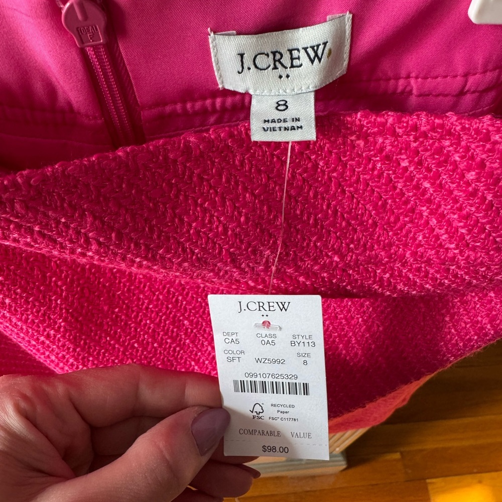 NWT J Crew Pink Tweed Textured Aline Pencil Skirt Size 8 - Picture 2 of 3